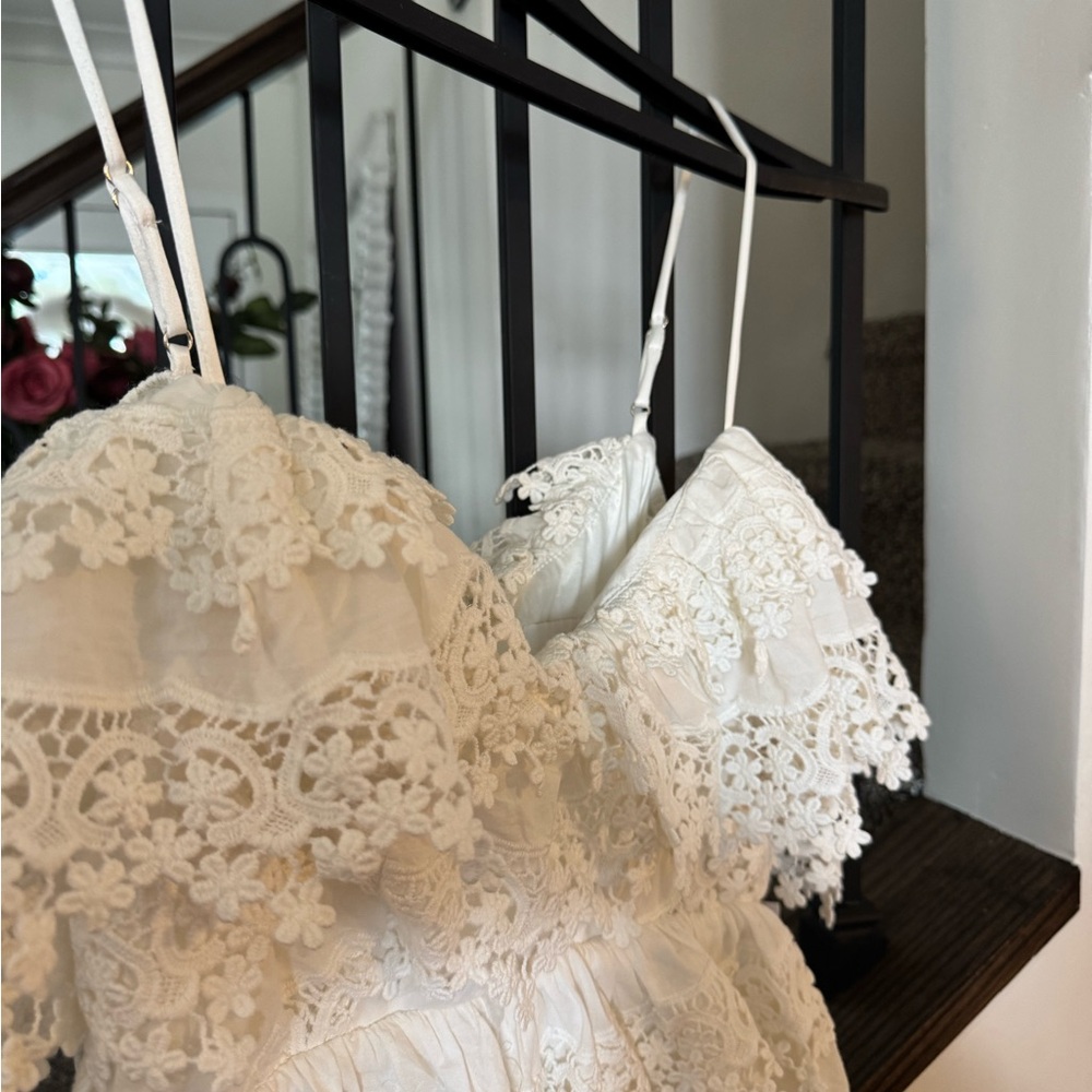 Lace Ruffle Maxi Dress in Ivory - Picture 3 of 11